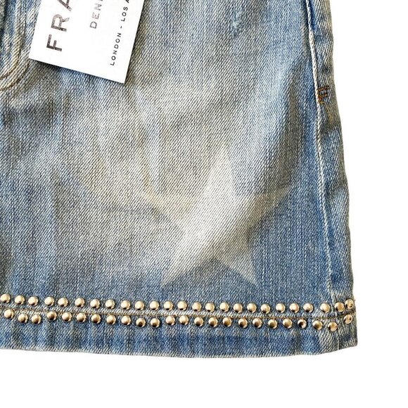 NWT Frame Denim Le Mini Skirt Studded,‎  Size 24, Blue with Silver Studs - Picture 8 of 15